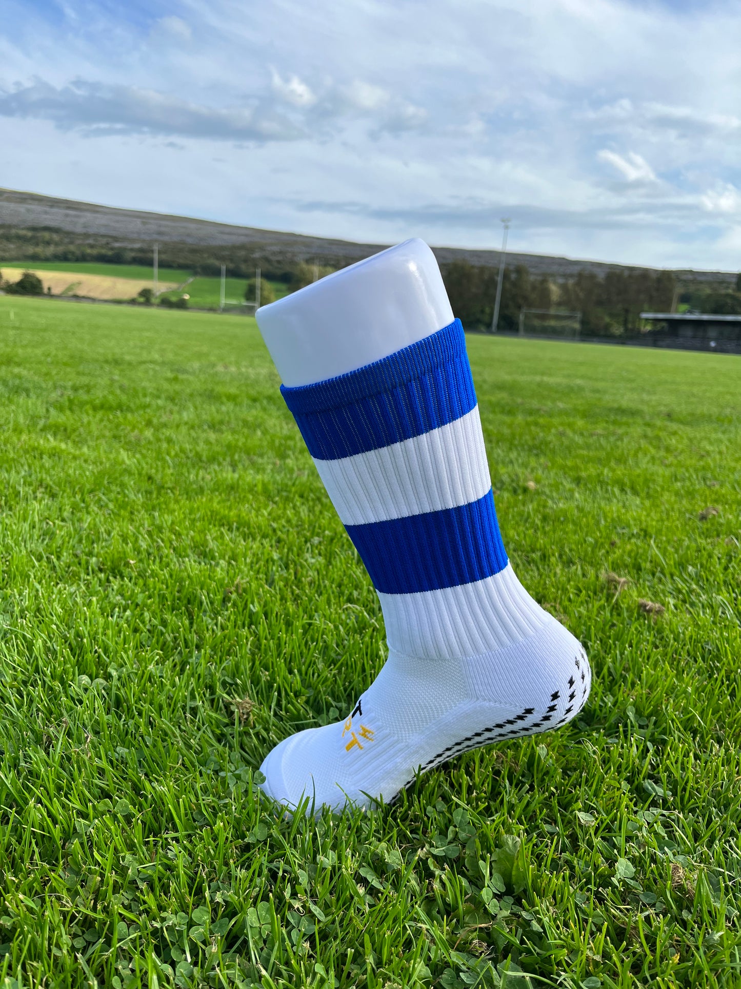 Blue/White Grip Socks