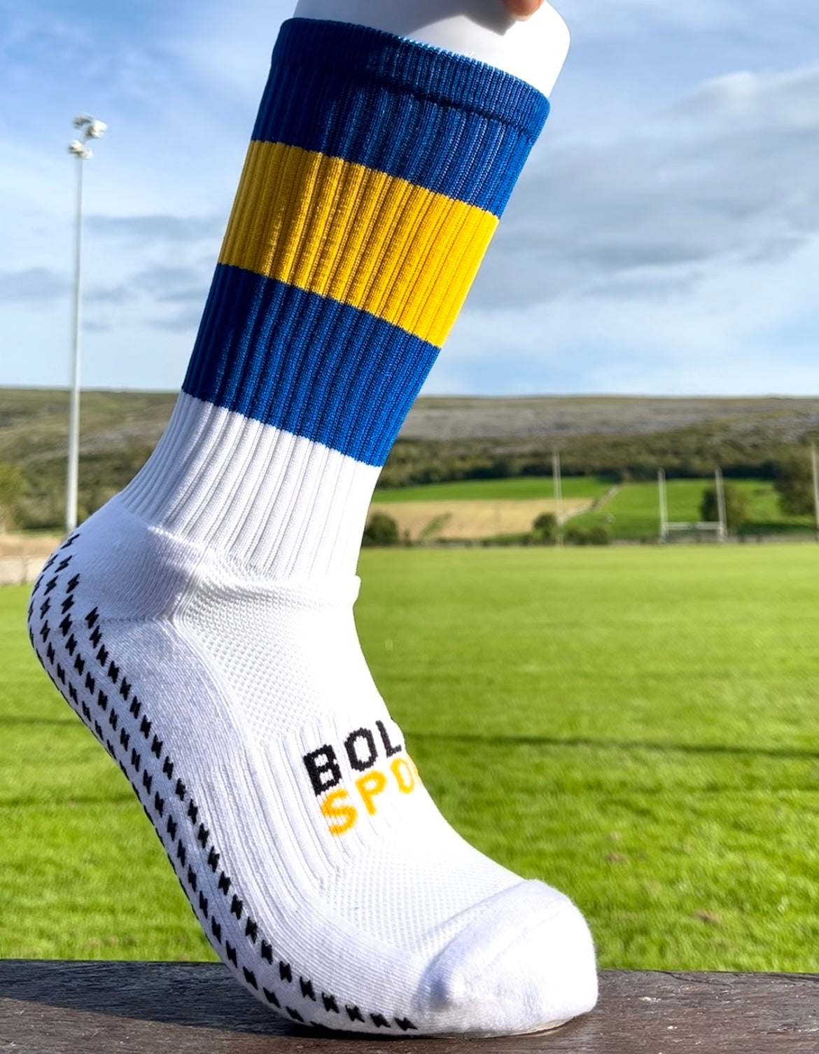 Blue/Yellow Grip Socks